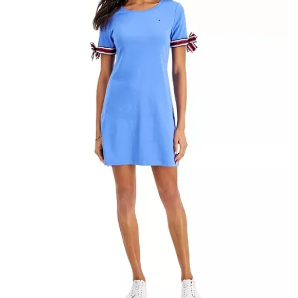 Tommy Hilfiger Women's Tie-Sleeve Scoop-Neck Dress - Picture 1 of 6